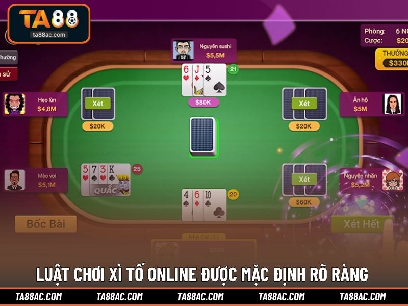 Luật chơi Xì Tố online được mặc định rõ ràng 